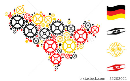 Service Composition Jilin Province Map in German Flag Colors and Grunge Seals Service Composition Jilin Province Map in German Flag Colors and Grunge Seals 83202021