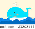 Illustration of a cute smiling blue whale in the sea 83202145