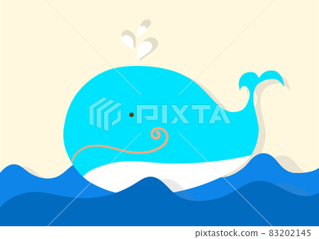 Illustration of a cute smiling blue whale in the sea 83202145