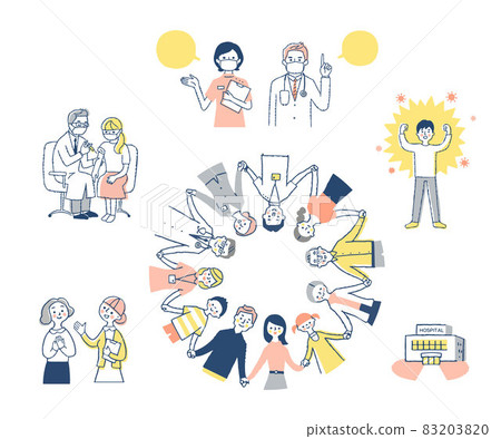 Various medical scene sets with medical staff 83203820