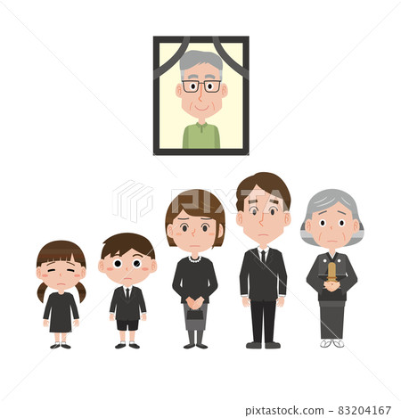 Japanese funeral family illustration set Japanese funeral family illustration set 83204167