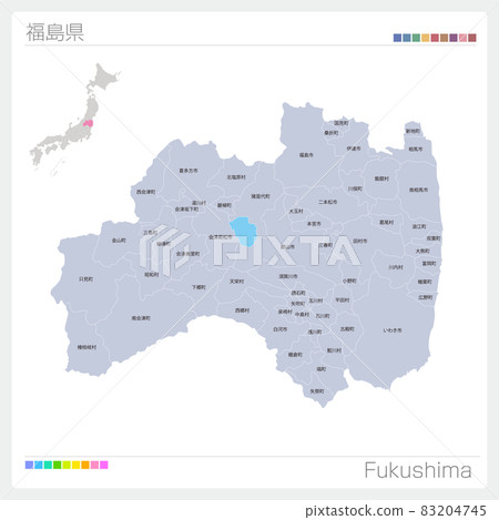 Map of Fukushima Prefecture, Fukushima, municipalities Map of Fukushima Prefecture, Fukushima, municipalities 83204745