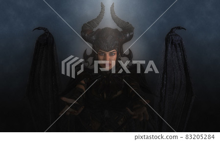 Black magic queen at night 3d illustration 83205284