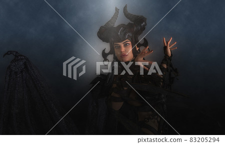 Black magic queen at night 3d illustration Black magic queen at night 3d illustration 83205294