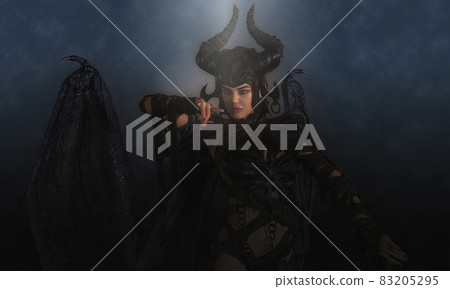 Black magic queen at night 3d illustration 83205295