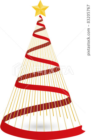Illustration of a Christmas tree made of rope and ribbon Illustration of a Christmas tree made of rope and ribbon 83205767
