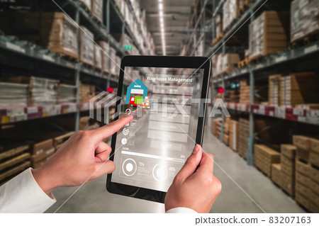 Warehouse management innovative software in computer for real time monitoring 83207163