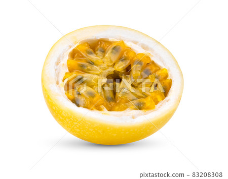 Half Yellow passion fruit isolated on white Half Yellow passion fruit isolated on white 83208308
