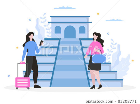 Travel to Mexico Background Vector Illustration. Time to Visit the Icon Landmarks of these World Famous Tourist Attractions of the Country 83208771