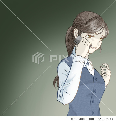 接到騷擾電話時心存疑慮的女人 接到騷擾電話時心存疑慮的女人 83208953
