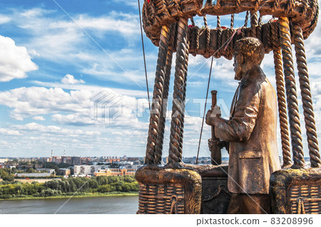 Monument to Jules Verne and the Balloon in Nizhny Novgorod, Russia on the bank of the Oka Monument to Jules Verne and the Balloon in Nizhny Novgorod, Russia on the bank of the Oka 83208996