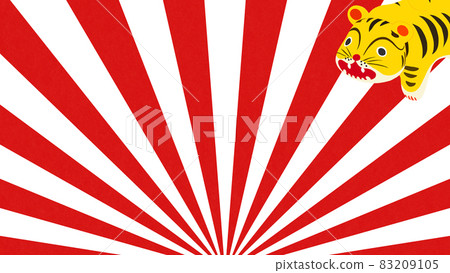 可愛的老虎和日出背景 可愛的老虎和日出背景 83209105
