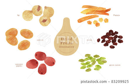 Watercolor illustration of various dried fruits-2 Watercolor illustration of various dried fruits-2 83209925