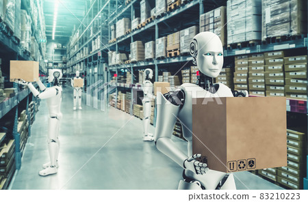 Innovative industry robot working in warehouse for human labor replacement 83210223