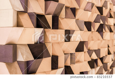 Natural color wood block wall cubic texture background 83210337
