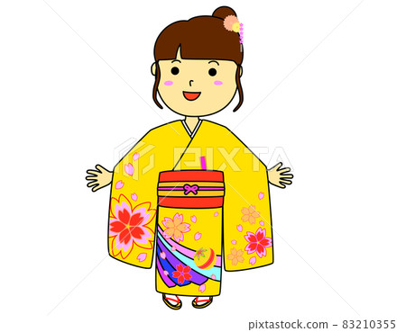 Girl in kimono yellow 83210355
