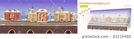 Parallax background with old town street in winter Parallax background with old town street in winter 83210488