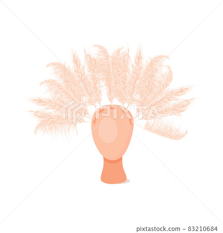Dry pampas grass in a vase. Interior vase head. Decor. Vector flat illustration. 83210684
