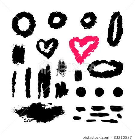 A set of abstract spots on a white isolated background. Brushes. Hearts. Vector. A set of abstract spots on a white isolated background. Brushes. Hearts. Vector. 83210887