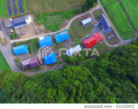 Village on the lakeside ~ aerial view with drone (Lake Inawashiro, West Bank / Fukushima Prefecture Aizu Wakamatsu city Omachi Akai character residence) Village on the lakeside ~ aerial view with drone (Lake Inawashiro, West Bank / Fukushima Prefecture Aizu Wakamatsu city Omachi Akai character residence) 83210952