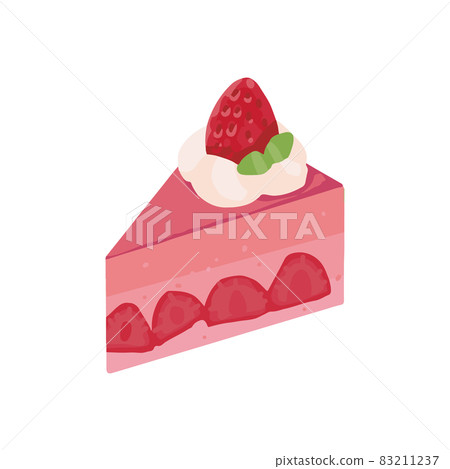 插圖素材：草莓慕斯蛋糕片 83211237