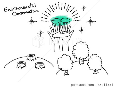 Simple illustration of tree planting and environmental protection Simple illustration of tree planting and environmental protection 83211331