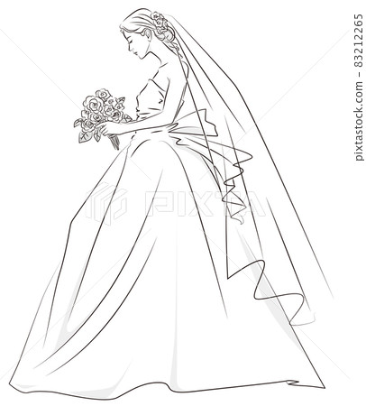 新娘的單色插圖 83212265