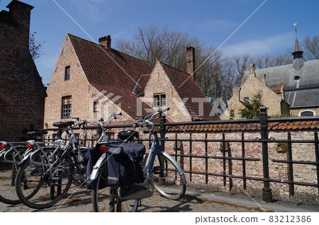 Landscape of Begainhof Street, Bruges, Belgium 83212386