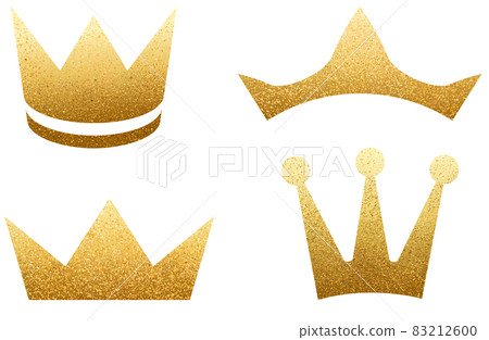Set of golden glitters crowns isolated on white Set of golden glitters crowns isolated on white 83212600