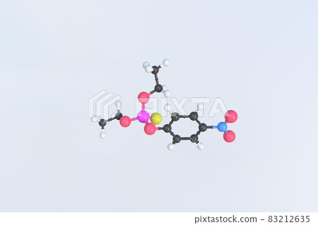 Parathion molecule, isolated molecular model. 3D rendering 83212635