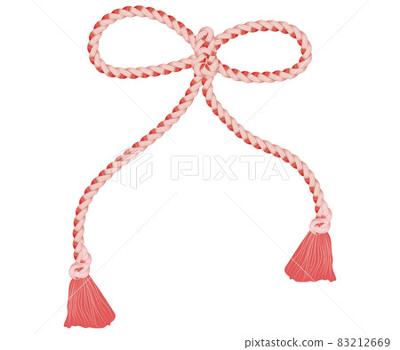 繩索上的紅絲帶、幸運符、包裹慶祝物品的東西 83212669