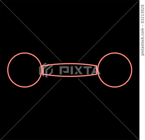 Neon dumbbell icon black color in circle red... - Stock Illustration ...