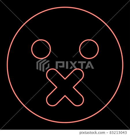 Neon silence emoticon icon black color in circle red color vector illustration flat style image Neon silence emoticon icon black color in circle red color vector illustration flat style image 83213043