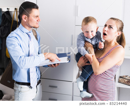 Adult collector worker collecting debt Adult collector worker collecting debt 83214440