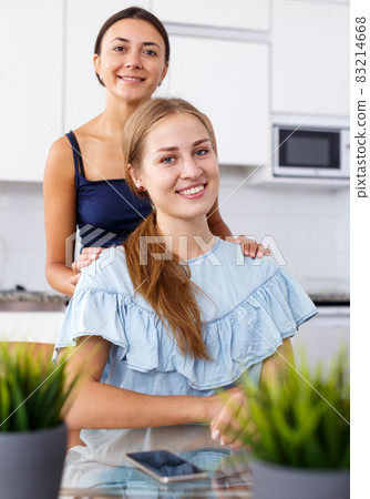 Two smiling girls friends in perfect mood 83214668