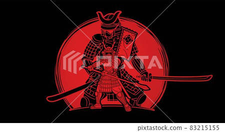 Group of Samurai Warrior with Weapon Japanese Fighter  Ronin Cartoon Graphic Vector 83215155