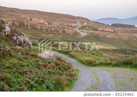 The coastal single track road between Meenacross and Crohy Head south of Dungloe, County Donegal - Ireland 83215462