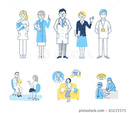 Various medical scene sets with medical staff 83215573