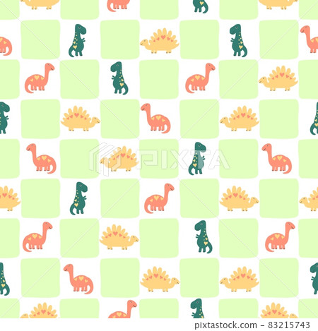 Seamless kids pattern Dinosaurs on square background. Vector children backdrop. Baby concept. Seamless kids pattern Dinosaurs on square background. Vector children backdrop. Baby concept. 83215743