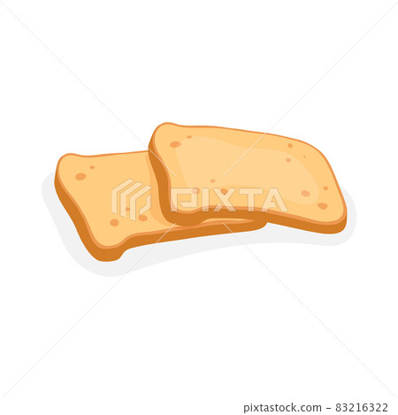 Two toast bread slices, isolated on white. Vector illustration 83216322