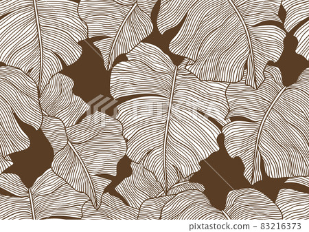 Seamless pattern with stylized palm leaves. Decorative image of tropical foliage and plants. 83216373