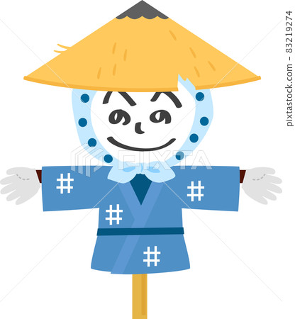 Scarecrow wearing a sedge hat 83219274