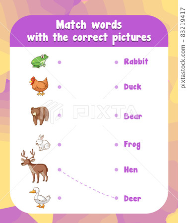 Match the words with the correct pictures worksheet template 83219417