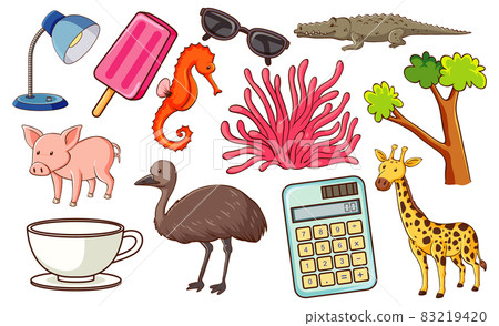 Set of various animals and objects Set of various animals and objects 83219420