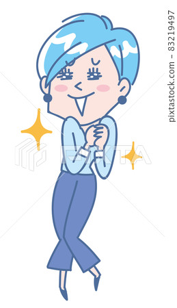 一個微笑著歡喜的年輕女子的全身插圖 83219497