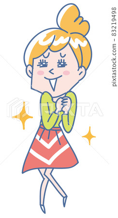 一個微笑著歡喜的年輕女子的全身插圖 83219498