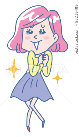 一個微笑著歡喜的年輕女子的全身插圖 83219499