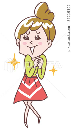 一個微笑著歡喜的年輕女子的全身插圖 83219502