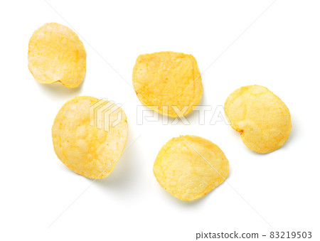 Salty Potato Chips Isolated On White Background Salty Potato Chips Isolated On White Background 83219503