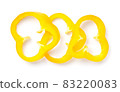 Yellow Bell Pepper Slices Isolated Over White 83220083